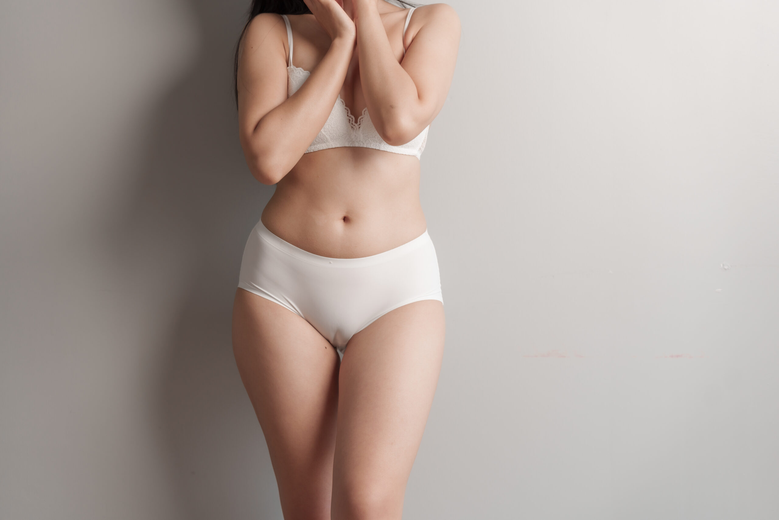 beauty asian woman in white bra and panties
